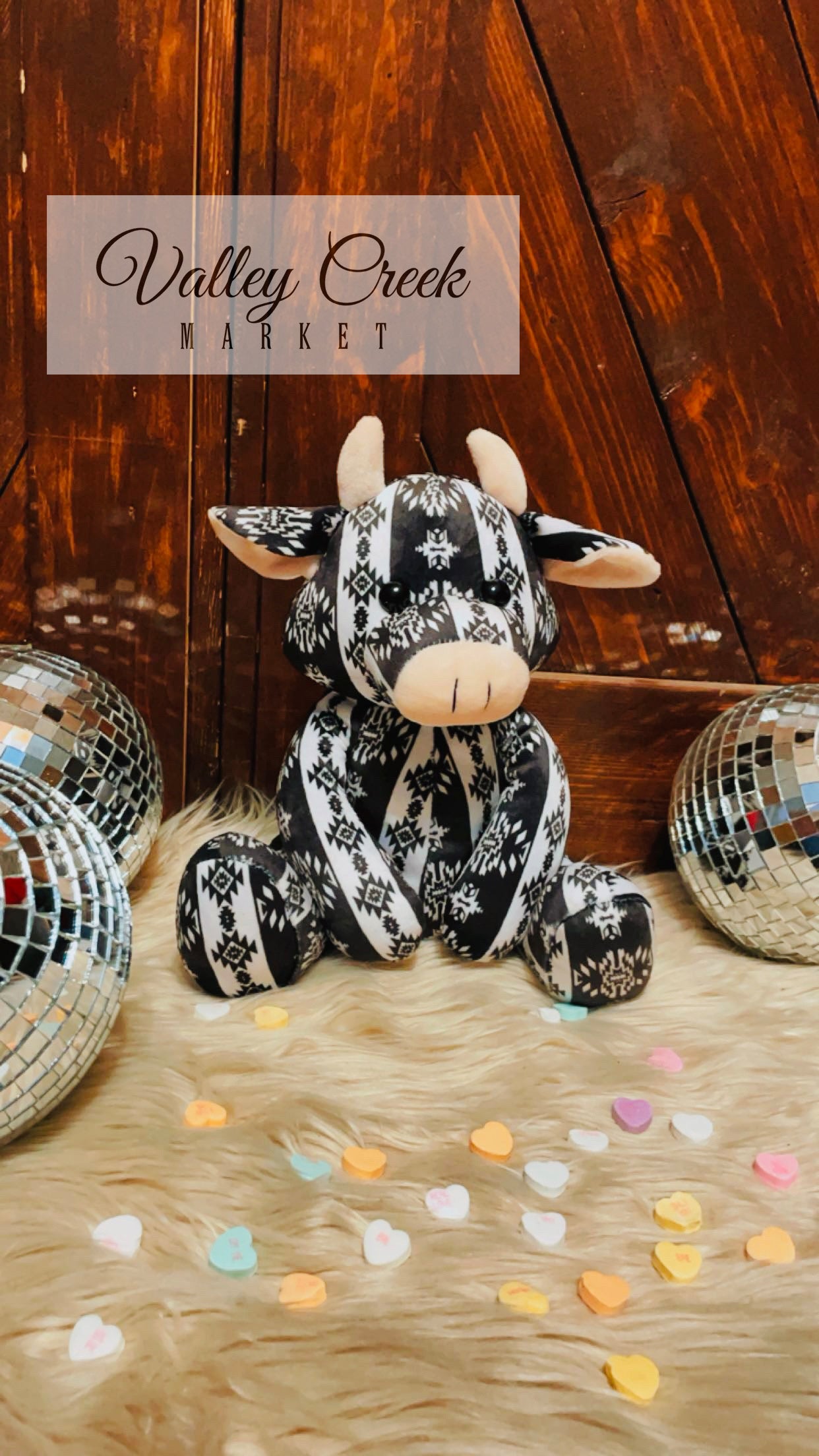 Small Black and White Cow Stuffed Animal