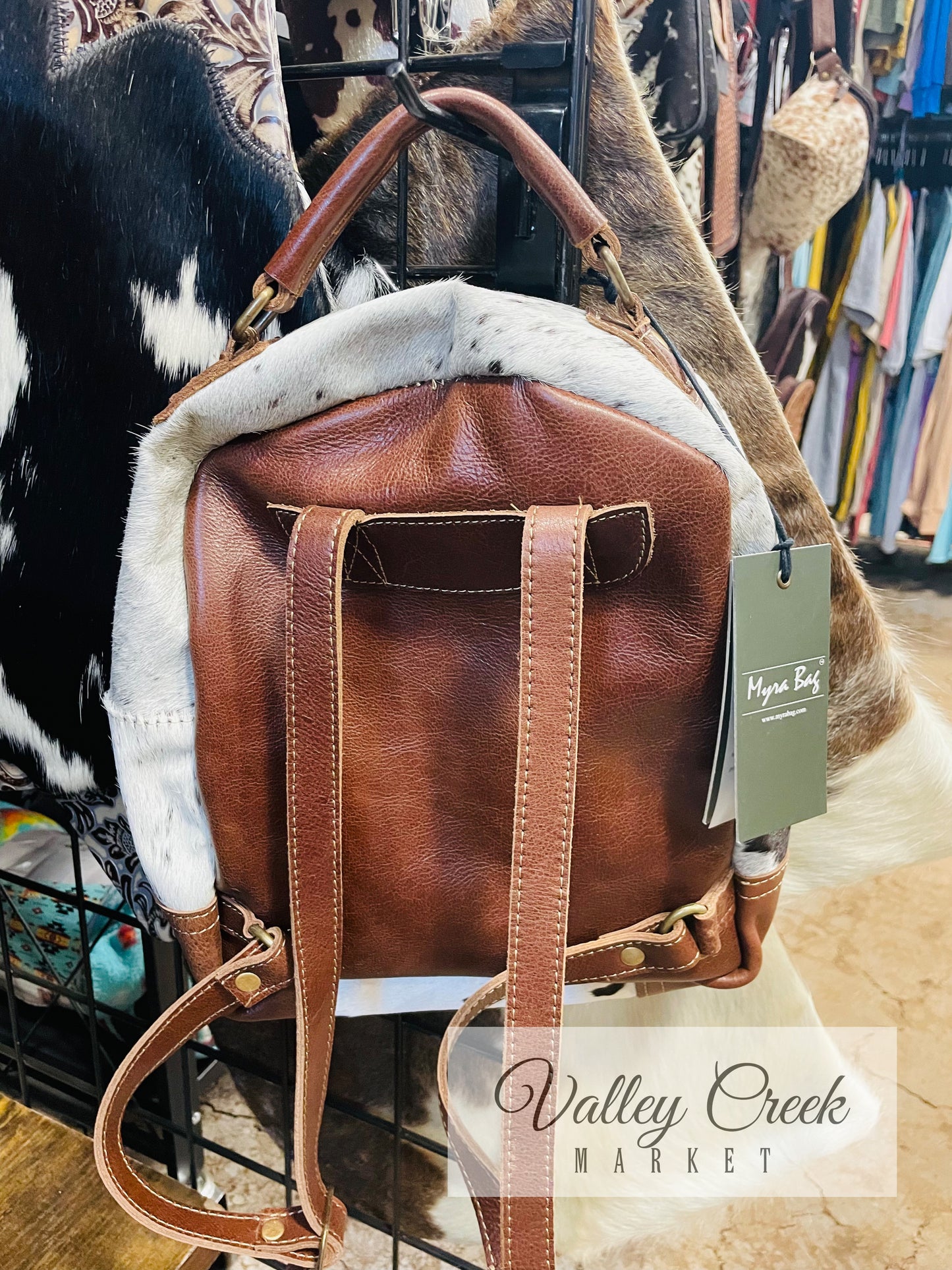 Small Cowhide Patchwork Backpack