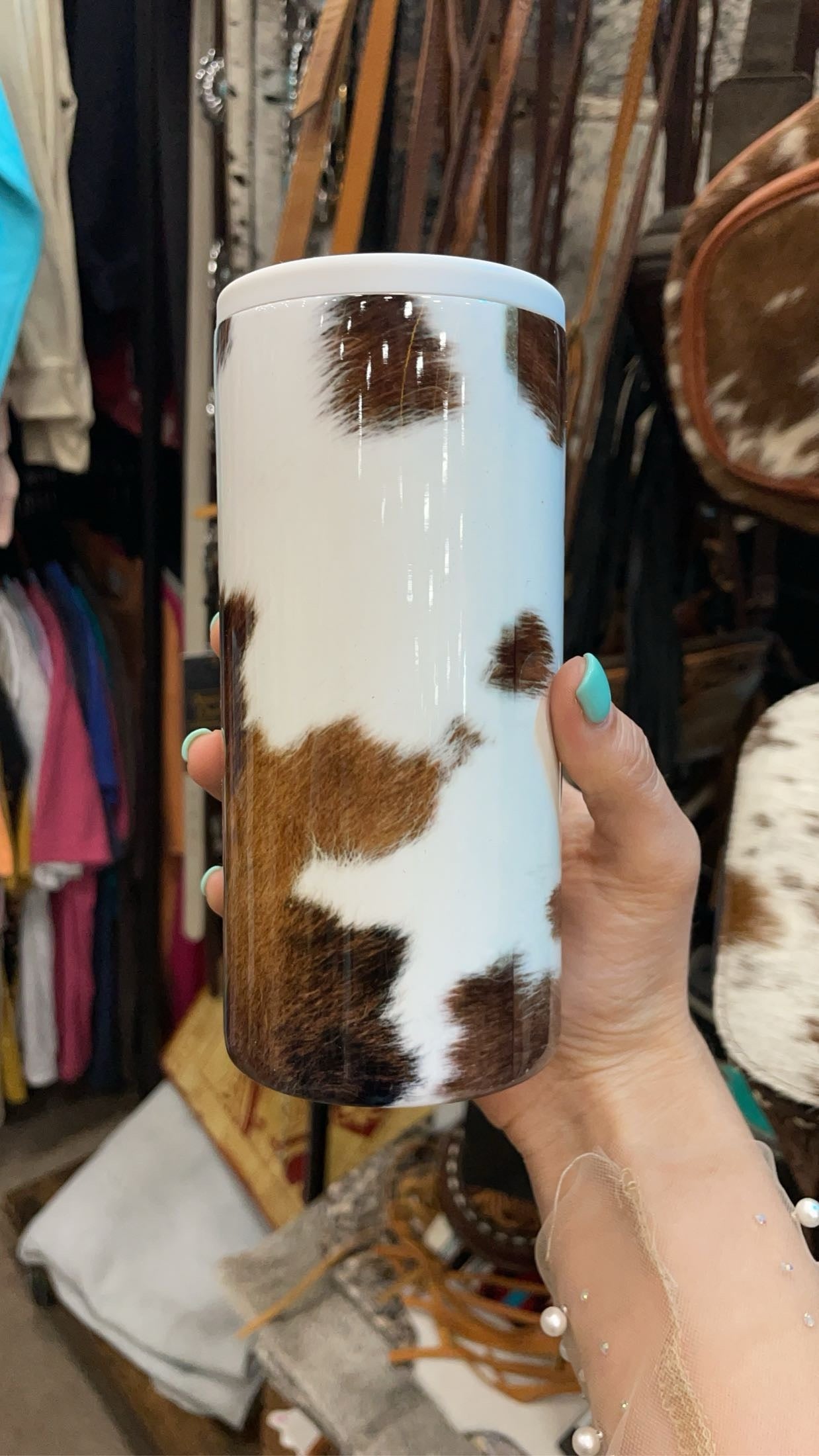 Cow Print Hard Coozie