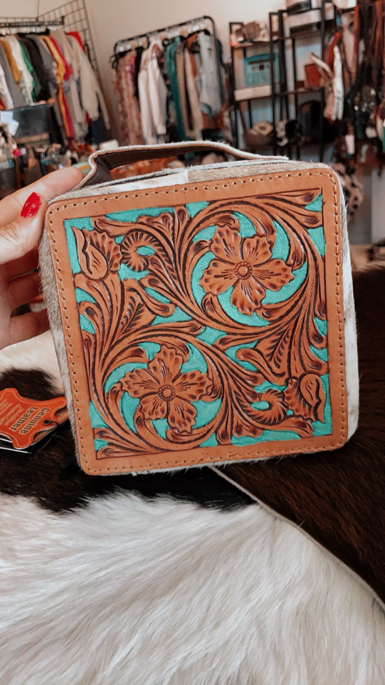 Medium Turquoise Tooled Jewelry Case