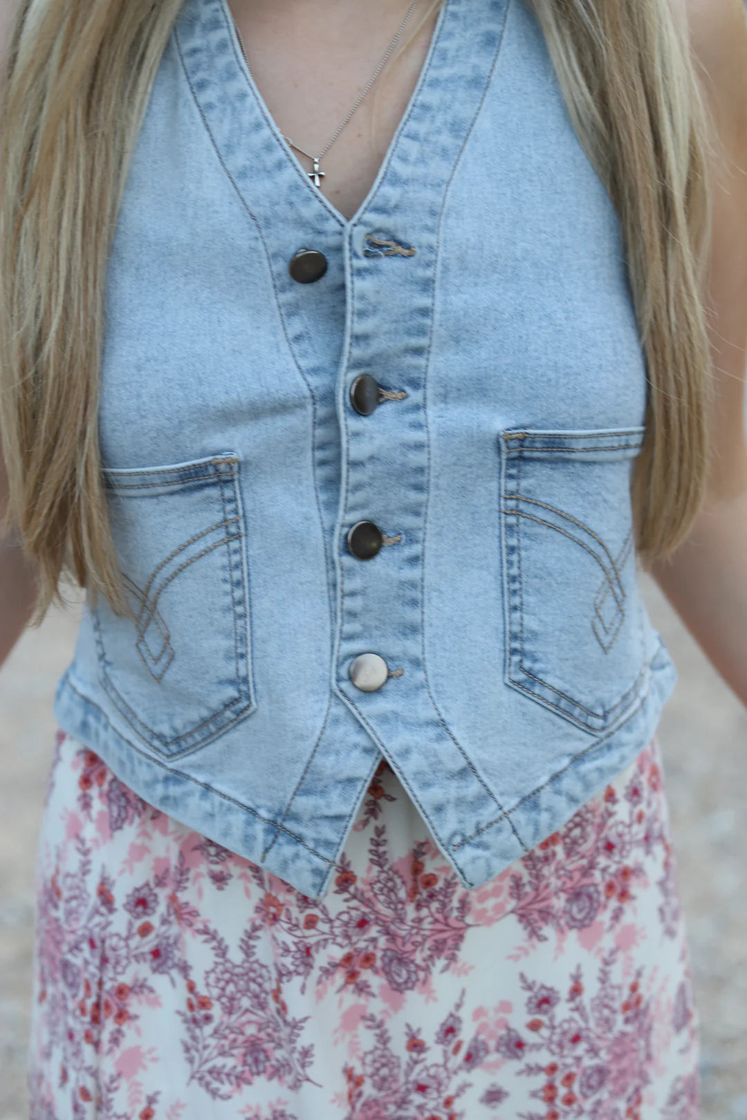 Denim Boot Stitch Vest