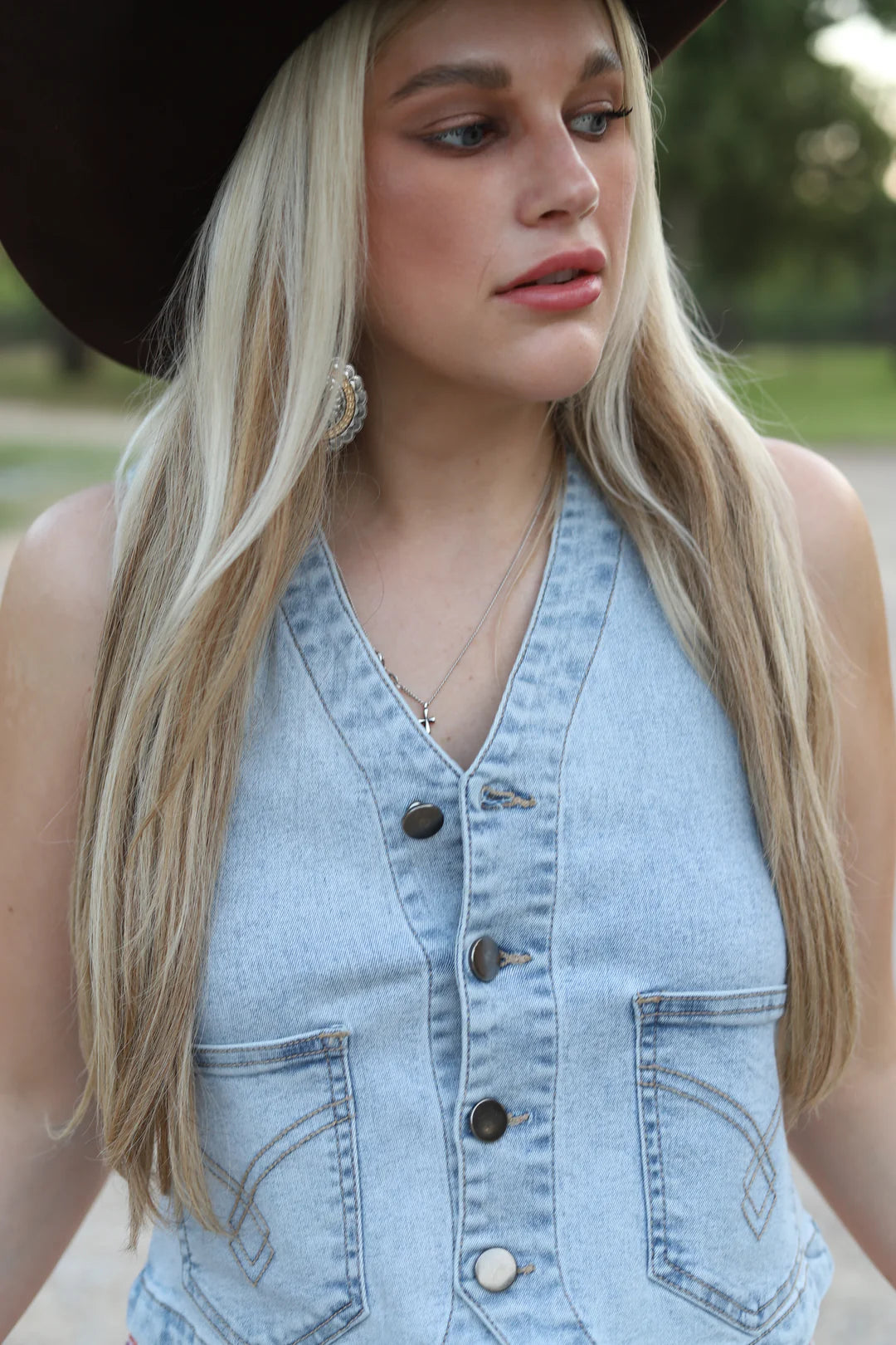 Denim Boot Stitch Vest