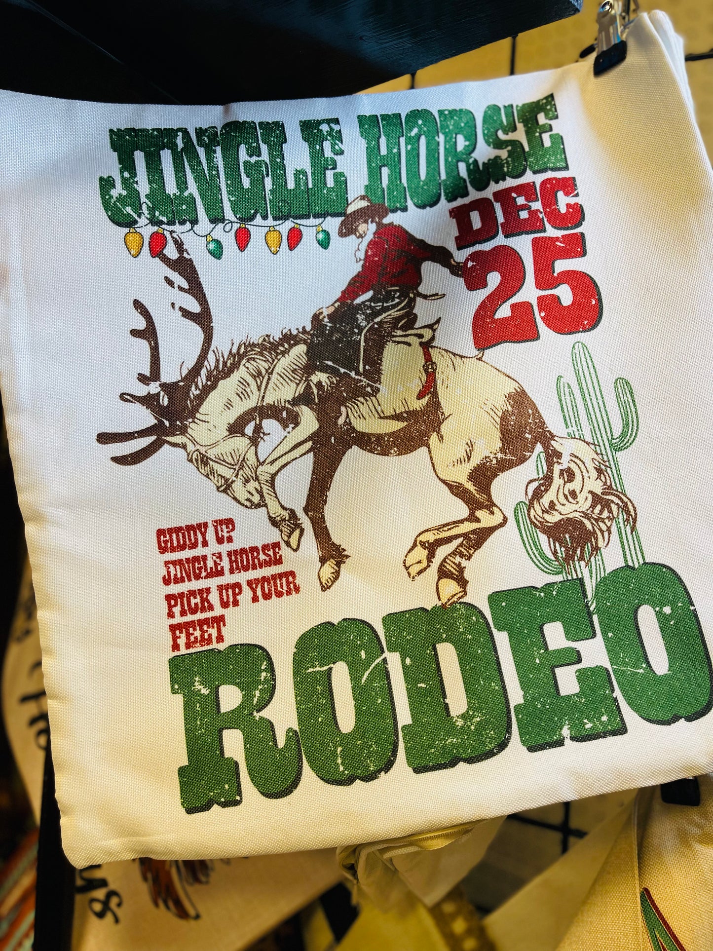 Jingle Horse Rodeo Christmas Pillow Cover 18x18
