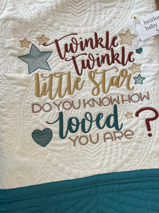 Twinkle, twinkle little star heirloom baby blanket quilt