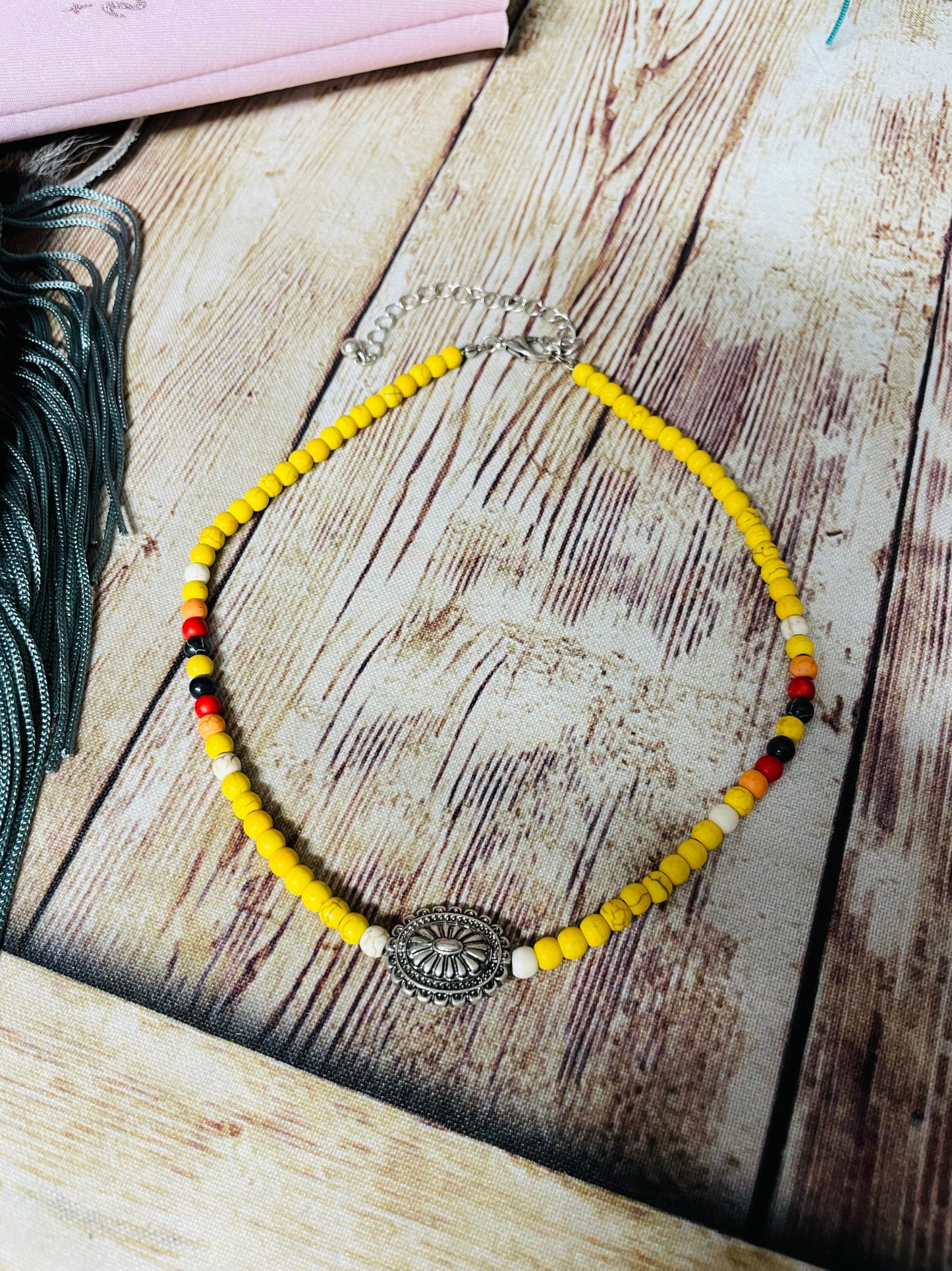 Yellow Beaded Choker