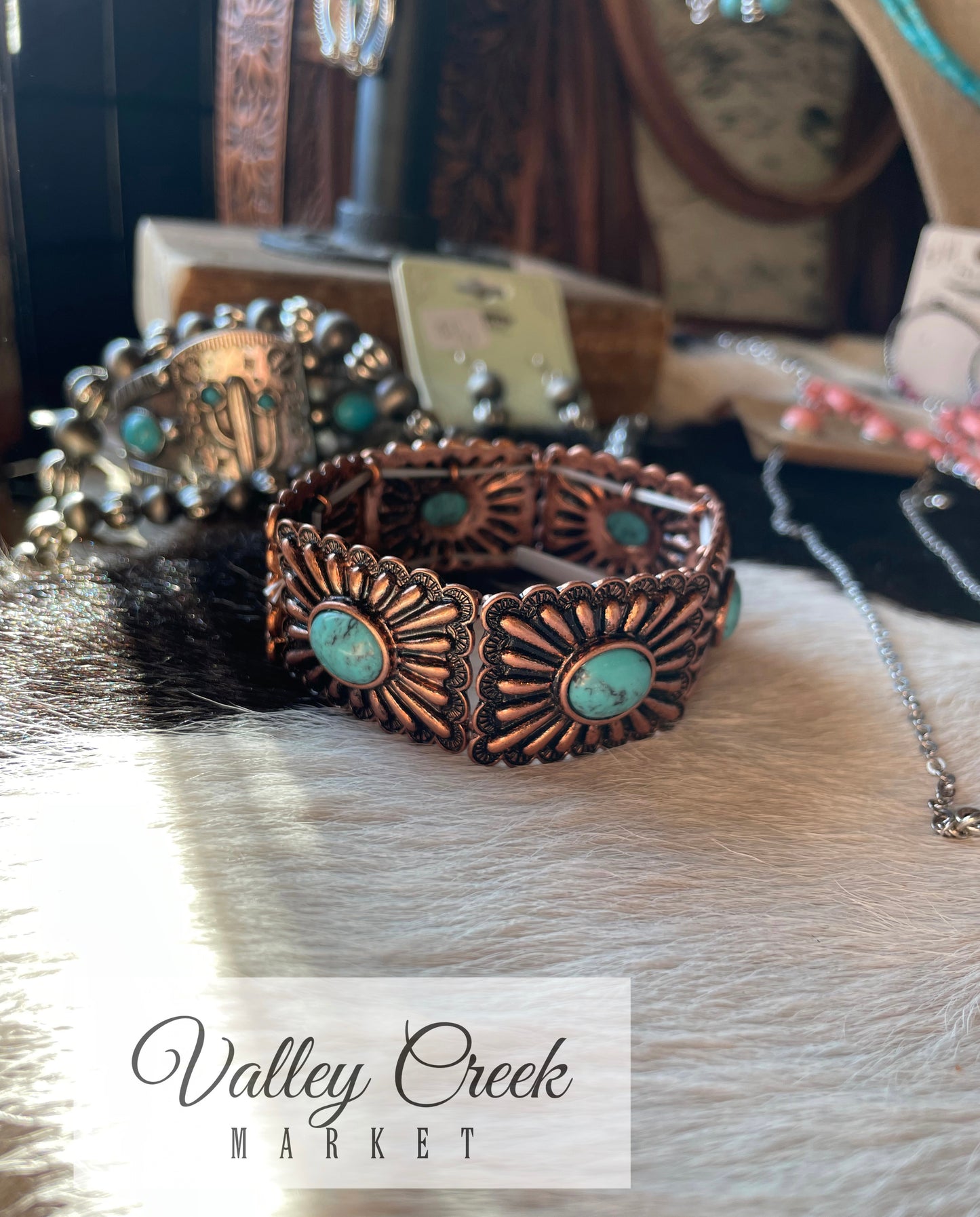 Copper Square Concho Bracelet