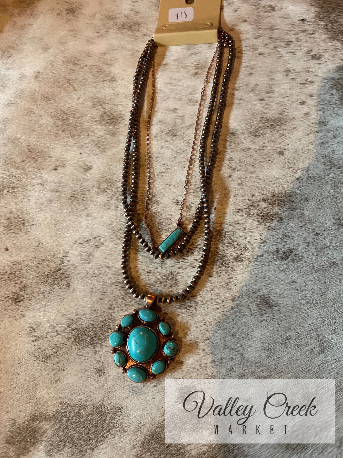 3 Layer Turquoise Cluster Necklace