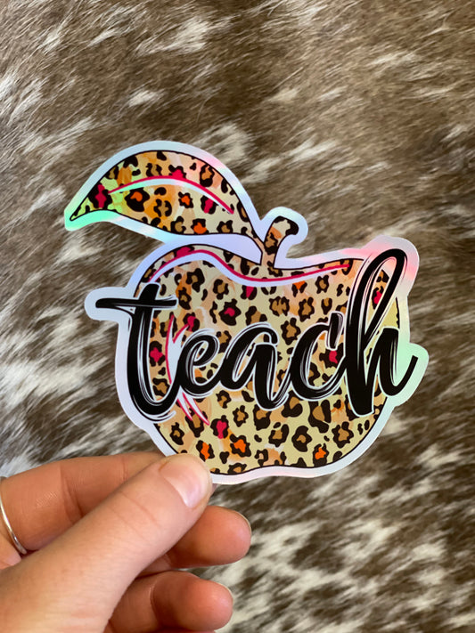 Teach Leopard Apple Sticker