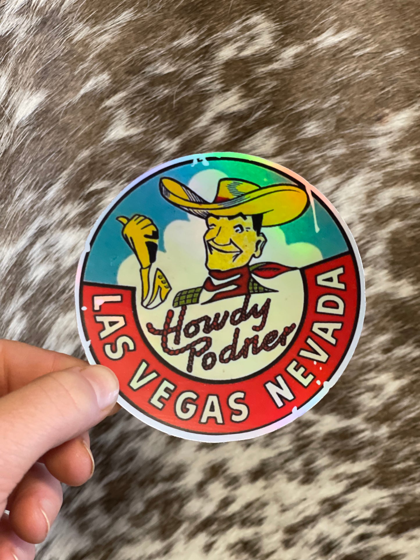 Vegas Howdy Podner Sticker