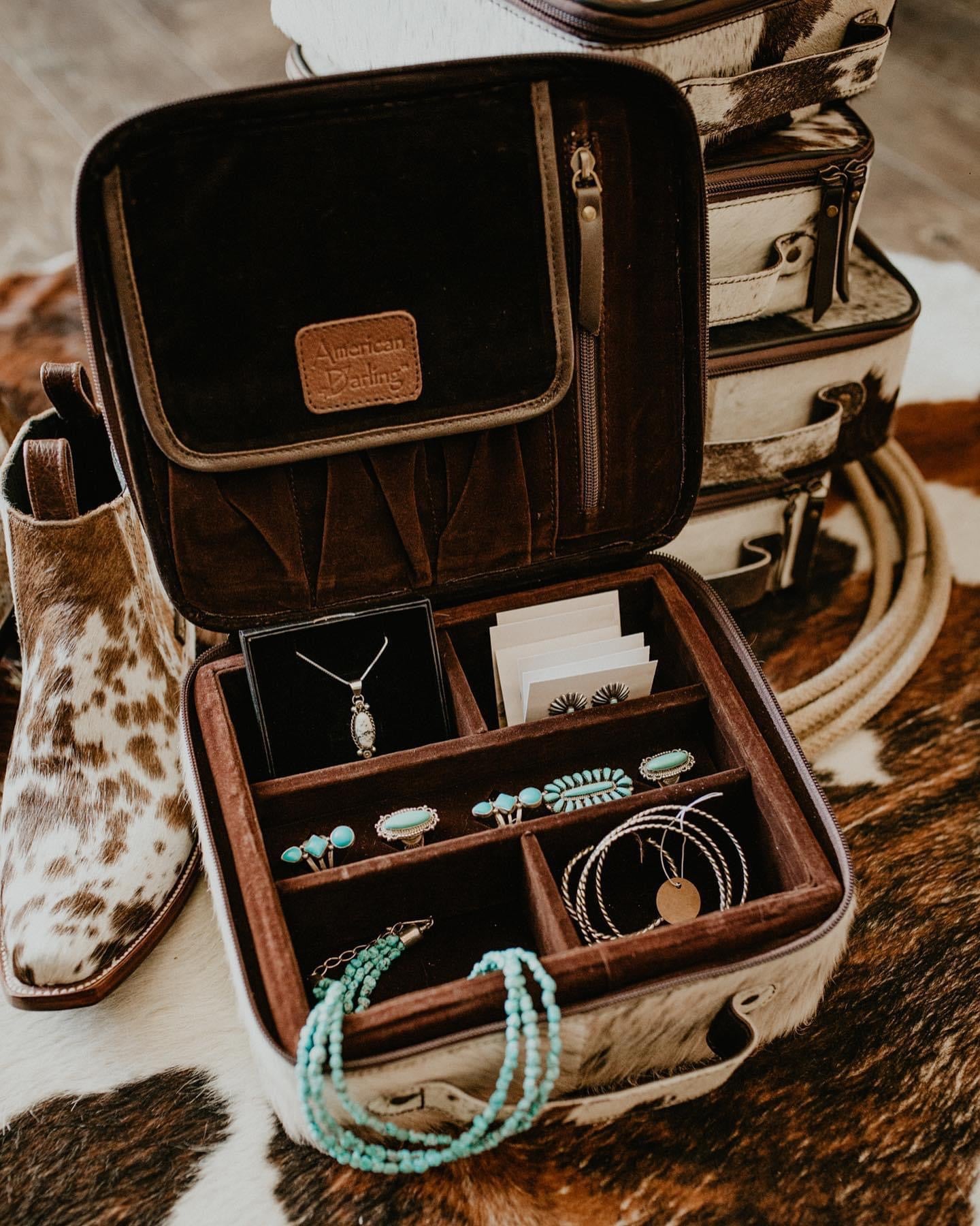 Cowhide and Tooled Leather Jewelry Box