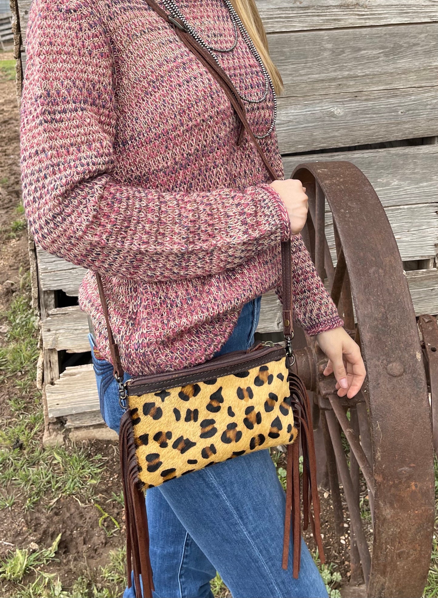 American Darling Leopard & Fringe Crossbody