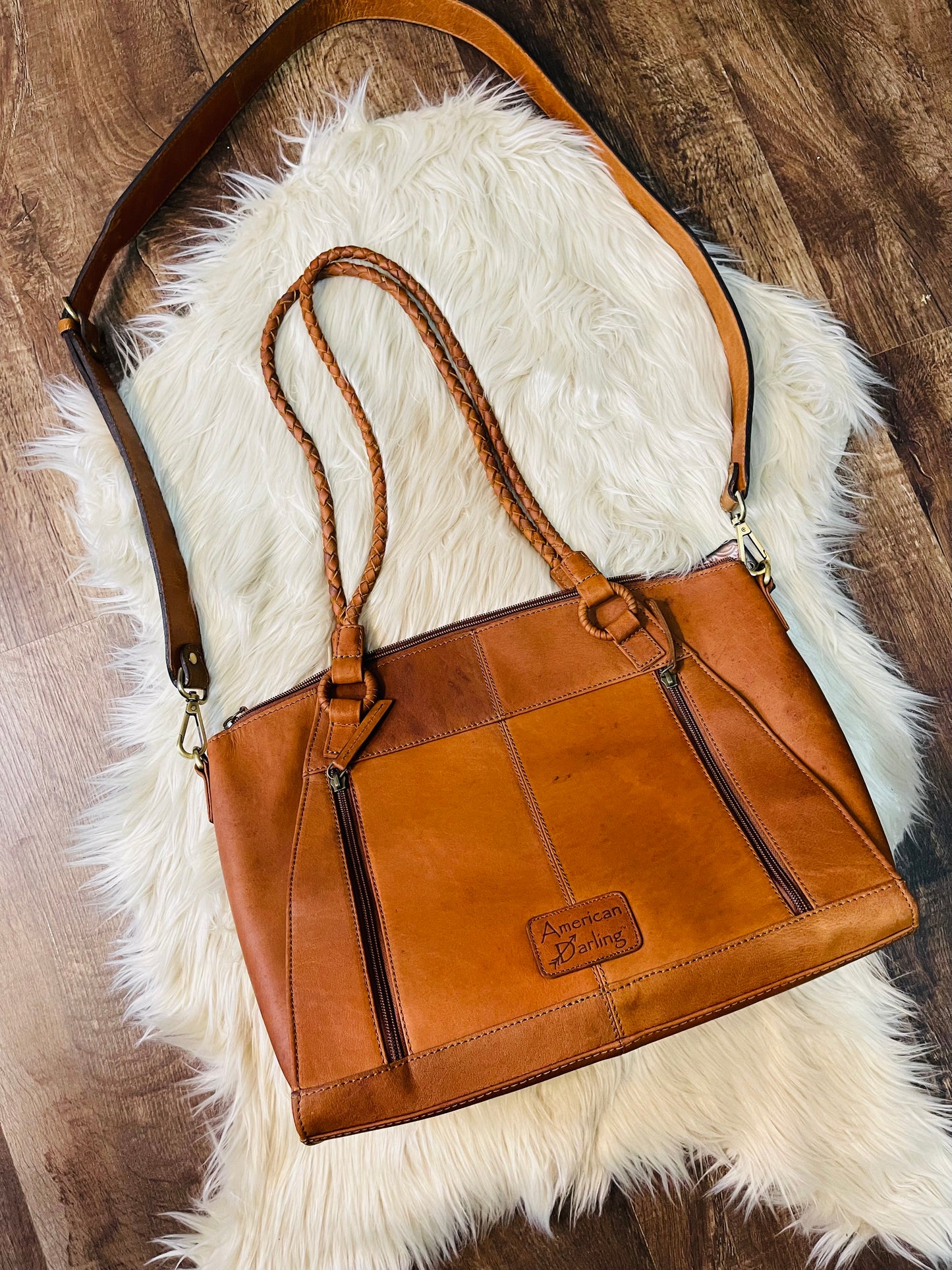 Ella Concealed Carry Leather/Hair on Hide Tote by American Darling