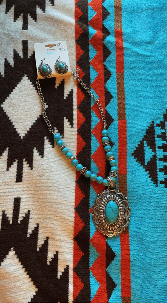 Turquoise Pendant Set