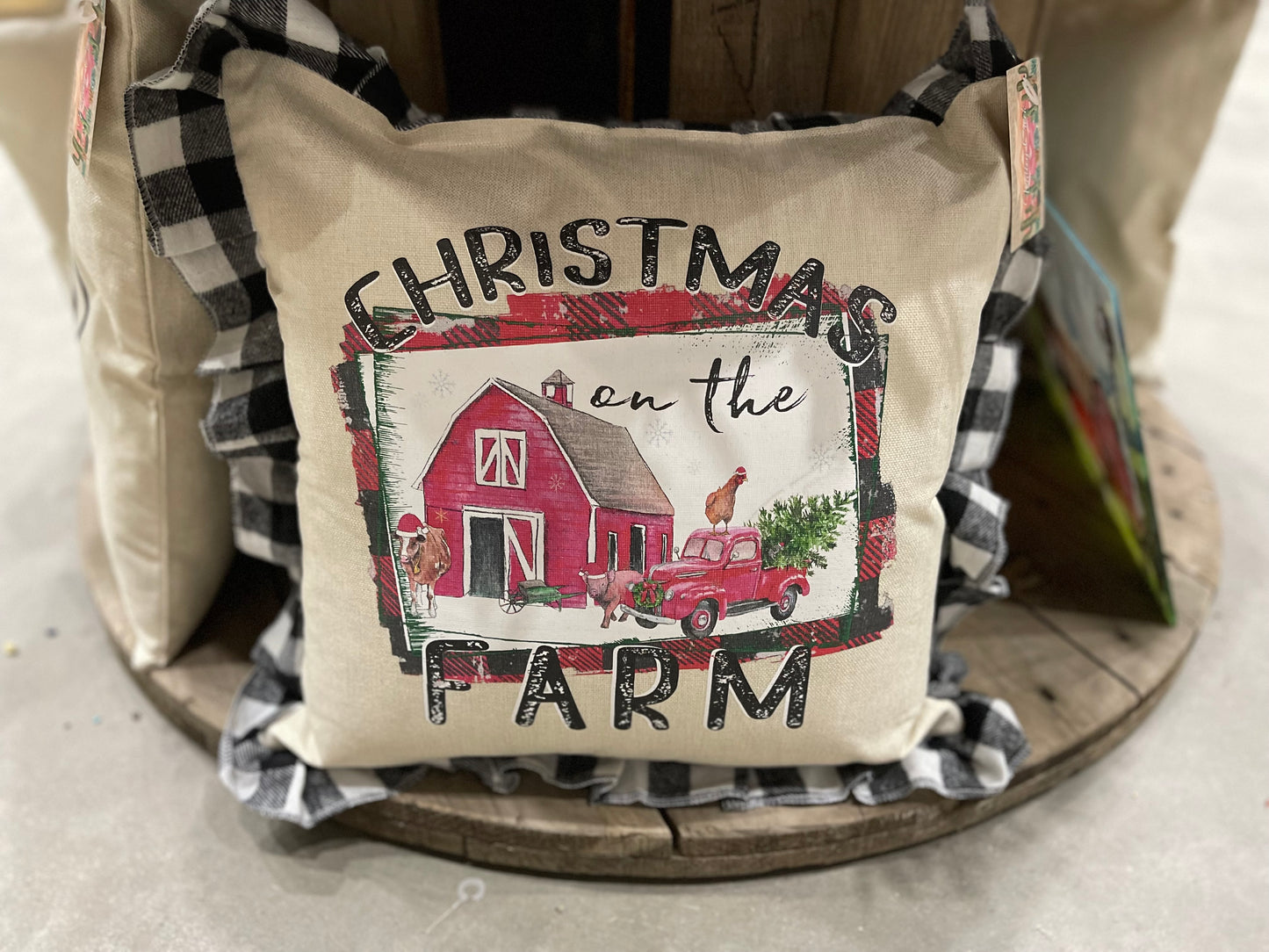 Christmas on the Farm Pillow Cover