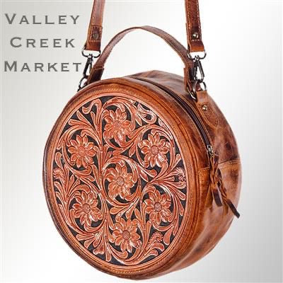 Tooled Leather Canteen Handbag by American Darling