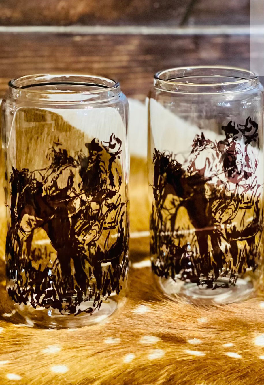 Cowboy Talk Glass Can Cup