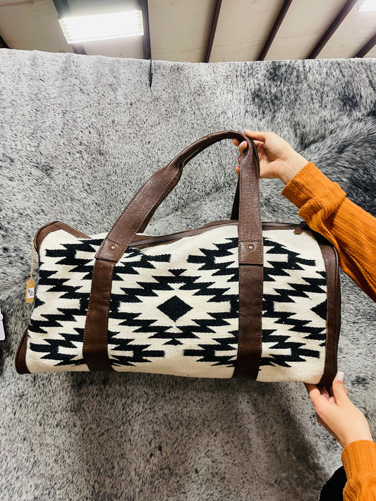Black and White Aztec Duffle Bag