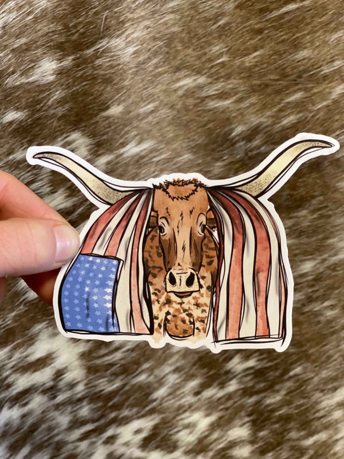 Patriotic Longhorn Sticker