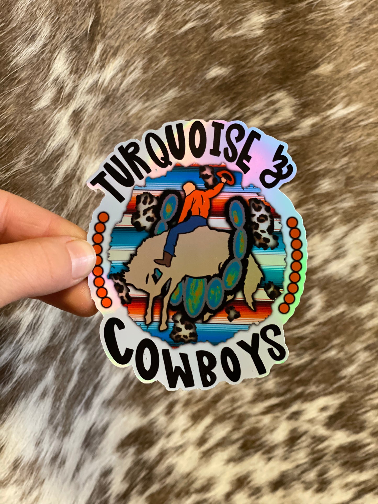 Turquoise and Cowboys Sticker