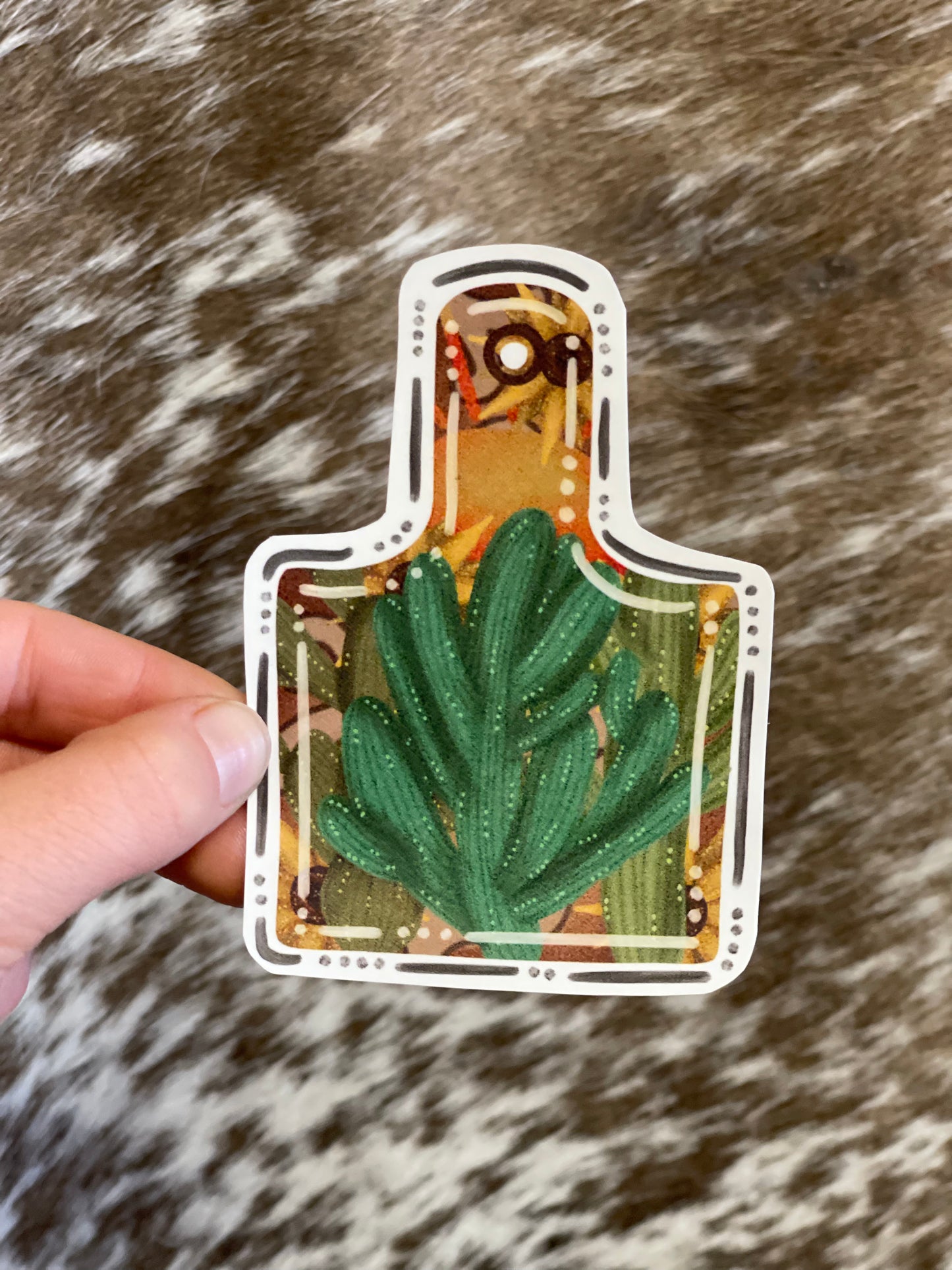 Cactus Cowtag Sticker