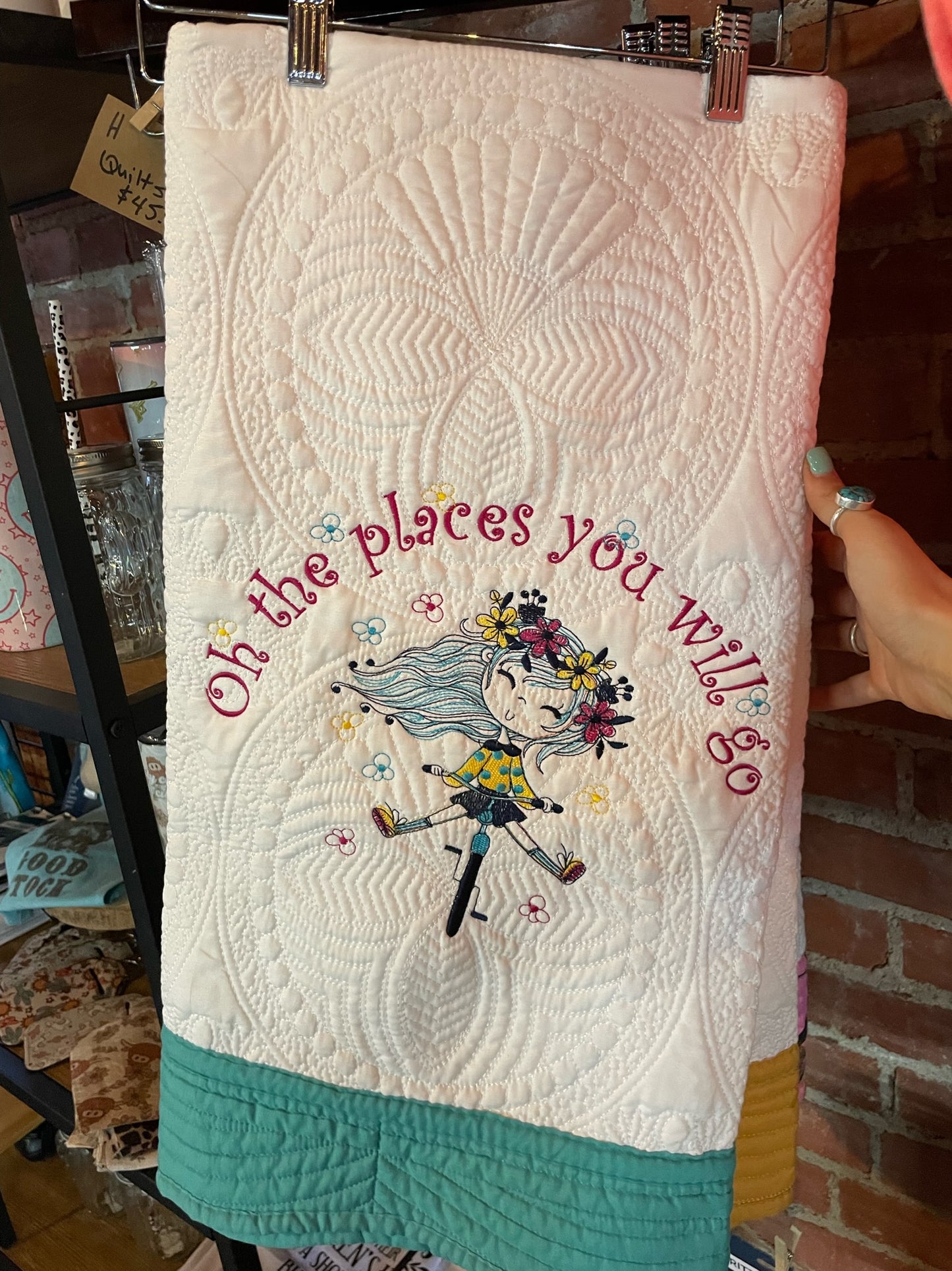 Oh the Places You Will Go Heirloom Baby Blanket Quilt