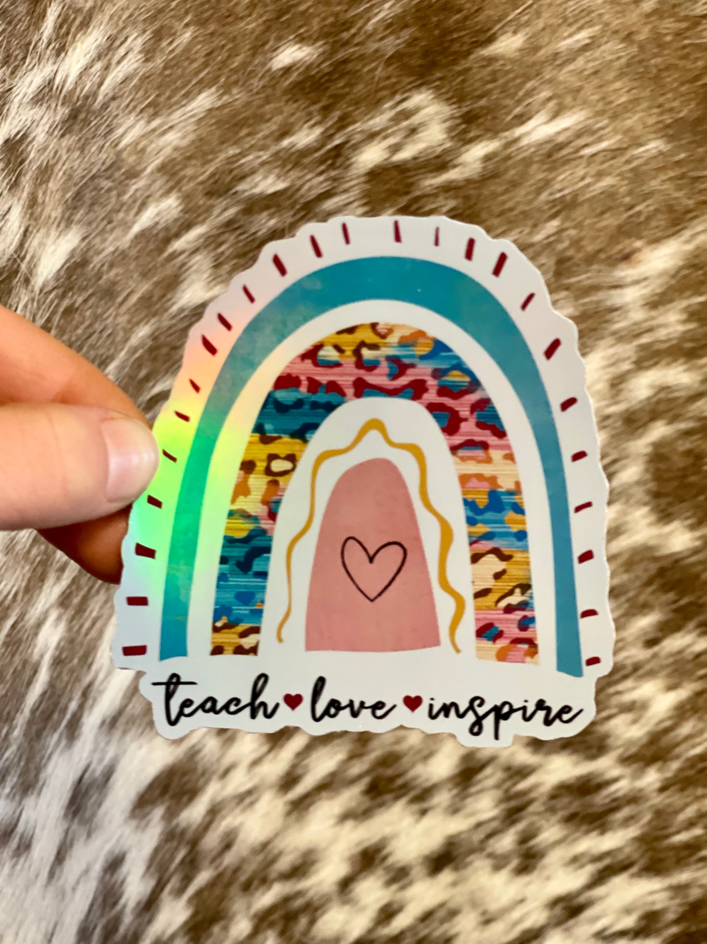 Teach Love Inspire Rainbow Sticker